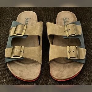 Boden Men’s Double Strap Leather Nubuck Sandals Multicolor -Size 10
